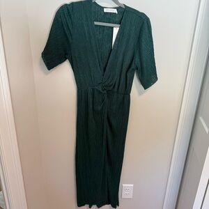 NWT All in Favor Deep Green Midi Dress